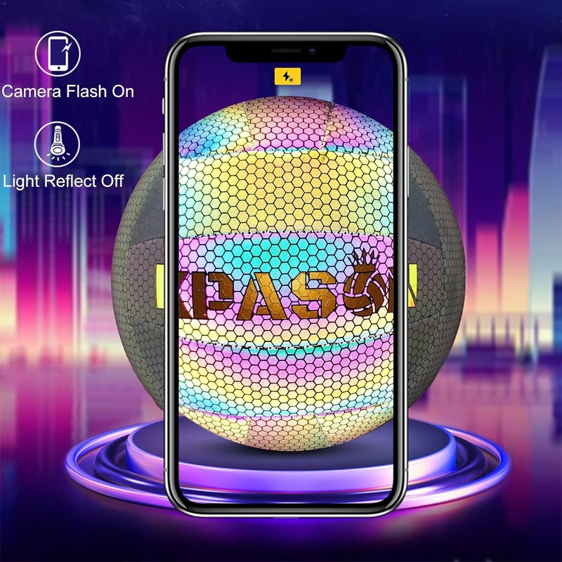 KPASON Volleyballs, Holographic Glowing Volleyball Official Size 5, Indoor Outdoor Beach Volleyball Ball for Men Women - Image 2